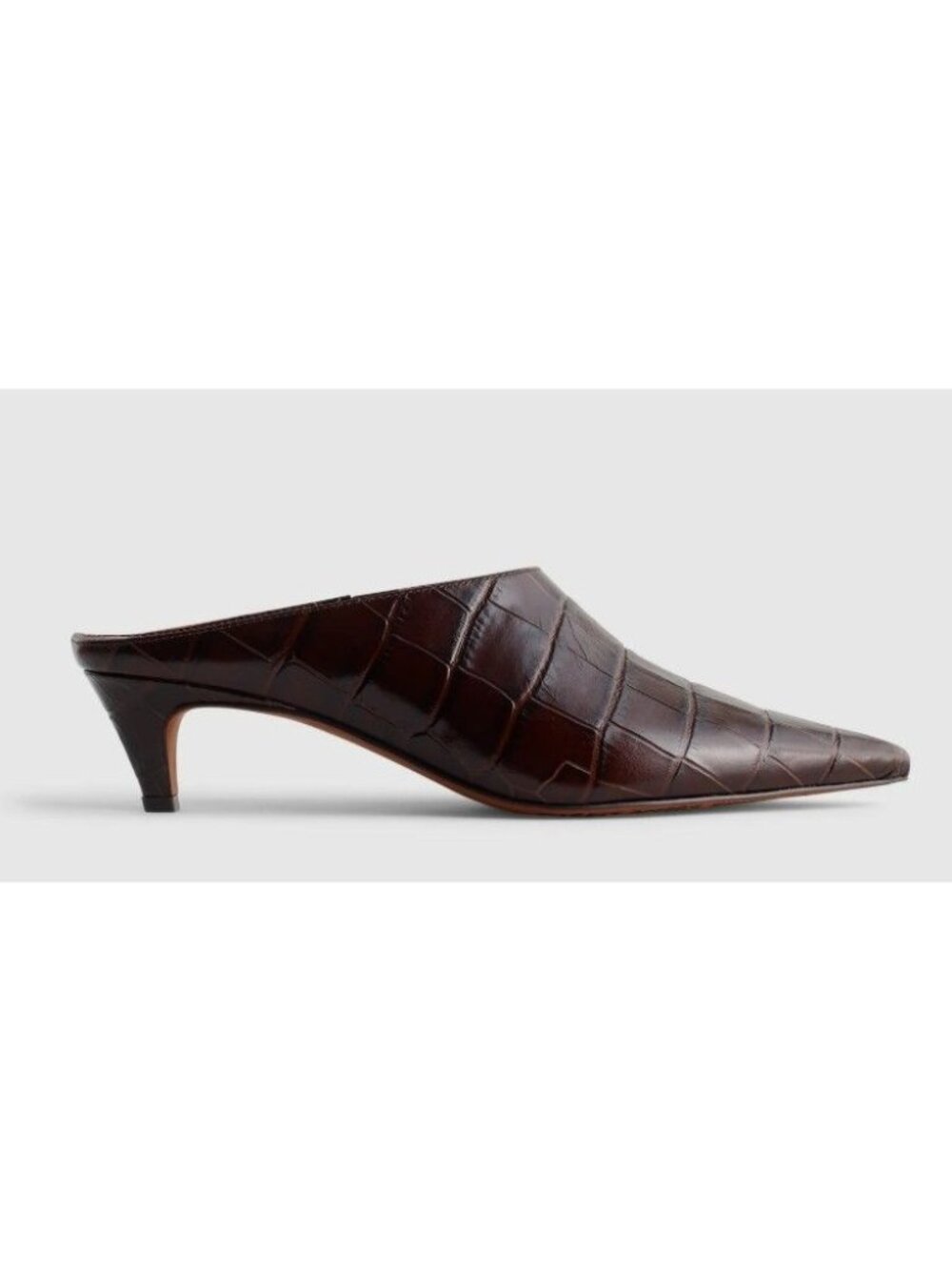 Madewell The Emilie Heeled Mule Brown Leather Croc Size 7 New Chocolate Raisin
